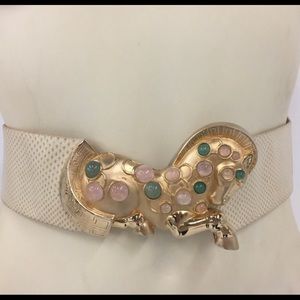 Judith Leiber Vintage Trojan Horse Leather Belt